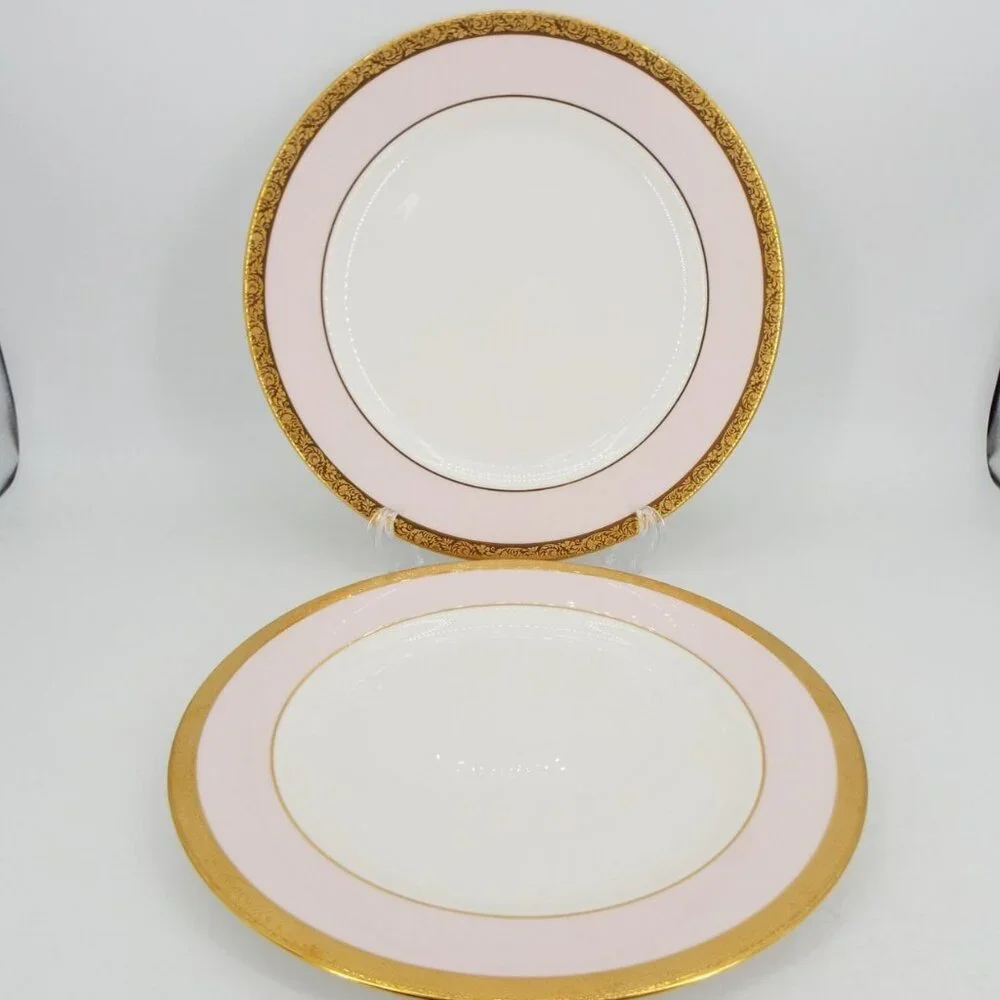 Pair of Mary Kay China Pink with Gold Encrusted Band 10-5/8
